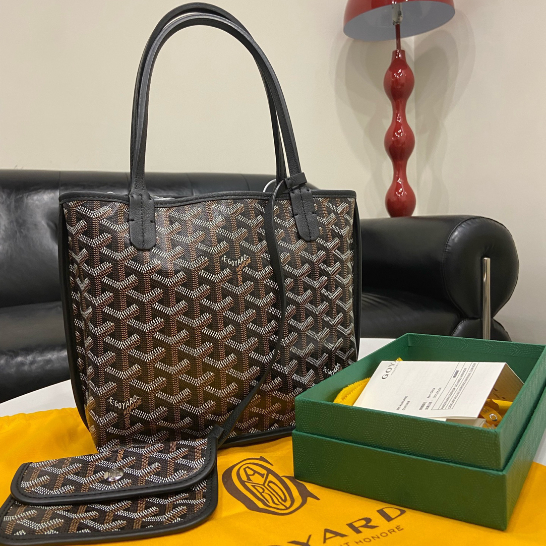 95新 Goyard mini托特黑色手提包