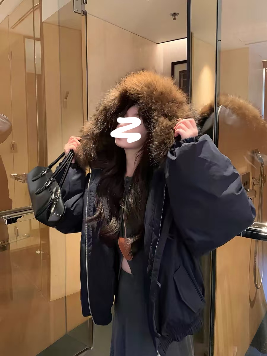 W毛毛新款百搭爆款宽松复古工装连帽时尚冬季百搭爆款宽松W