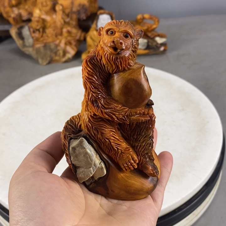 柏木（崖柏）太行崖柏手工雕刻猴子