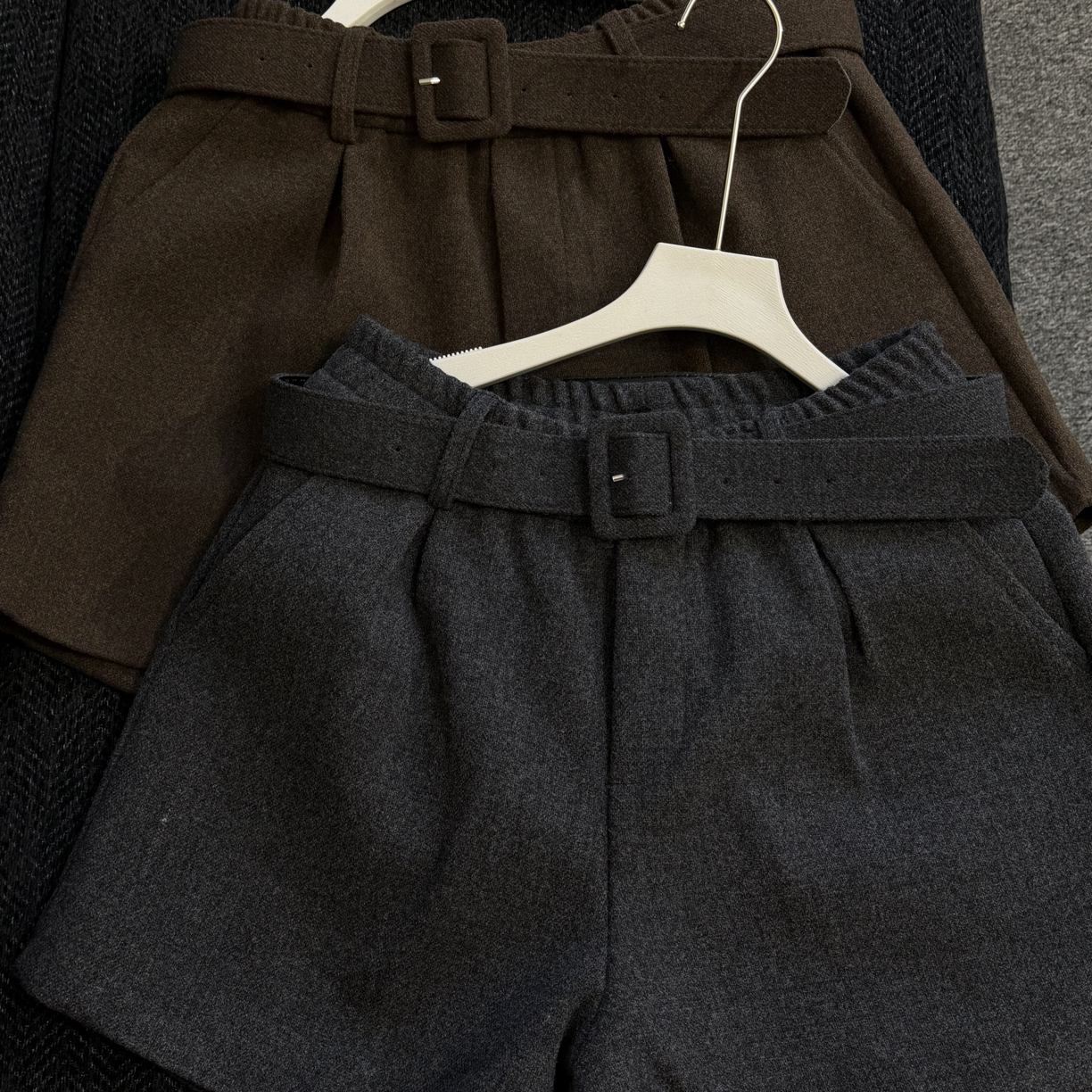 凤尾裙｜韩版高腰时尚毛呢短裤裙