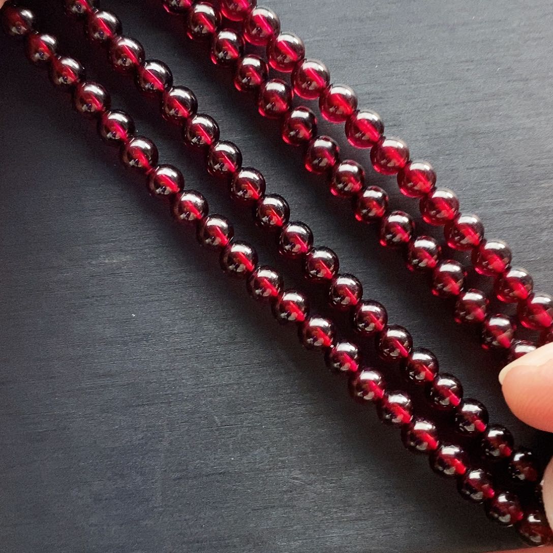 石榴石手链未镶嵌5.4mm精品老矿9A