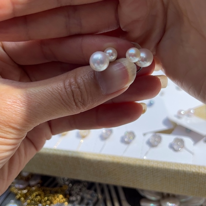 淡水珍珠耳饰银S925镶嵌