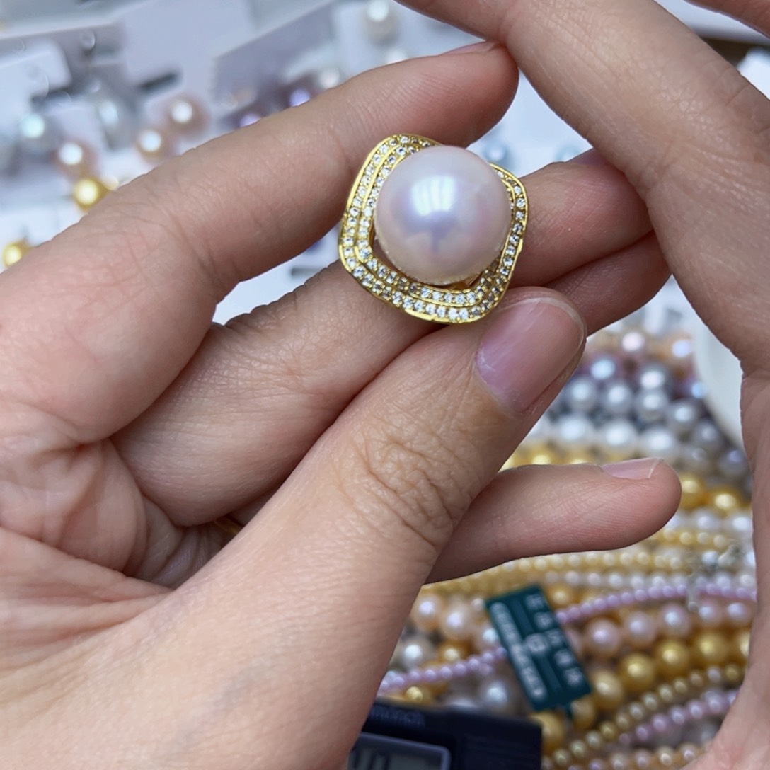 淡水珍珠戒指银S925镶嵌