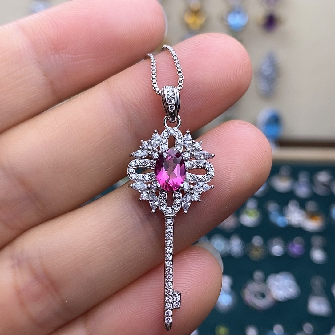 吊坠(不含链)银S925镶嵌托帕石不含证书