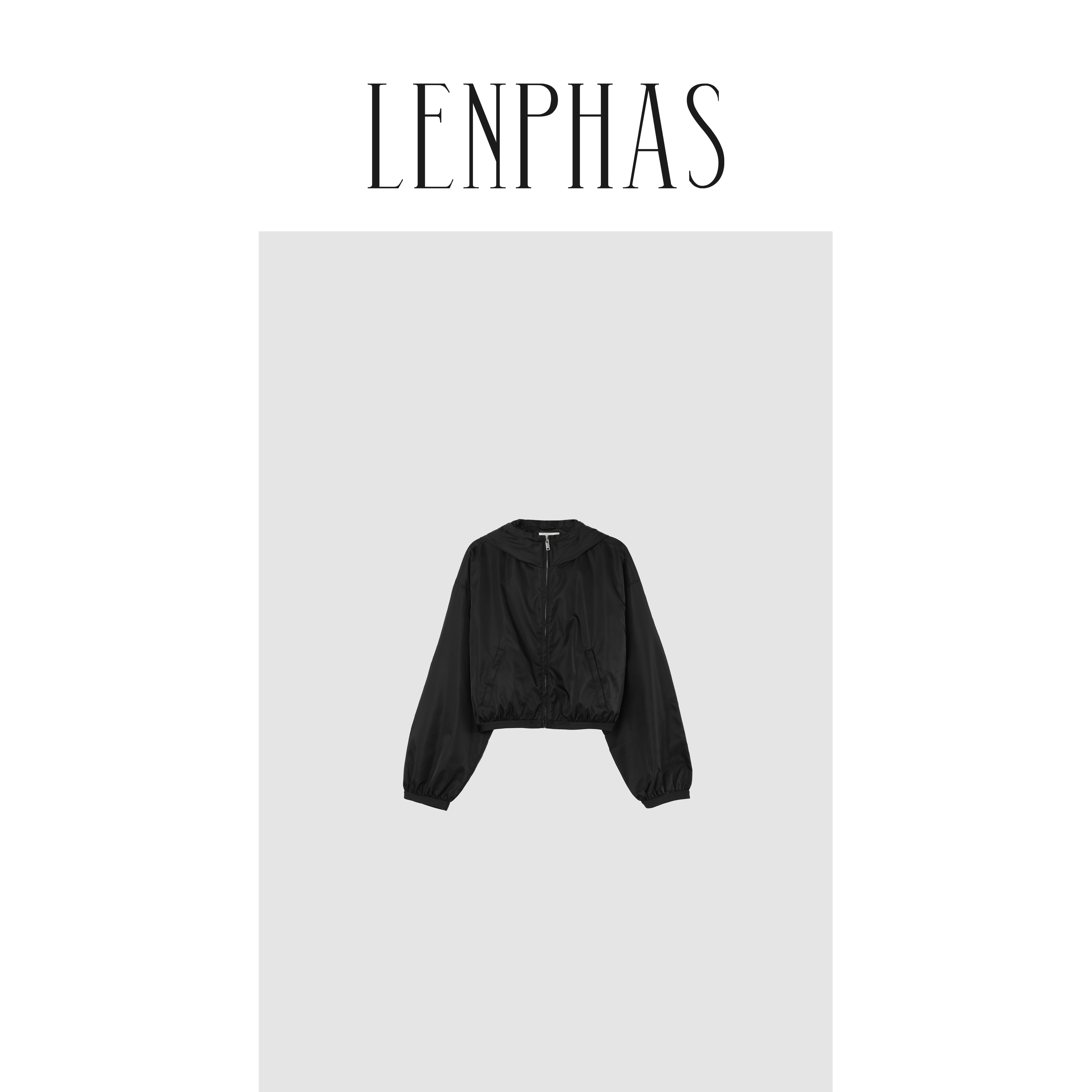 【LENPHAS】黑色短款连帽外套