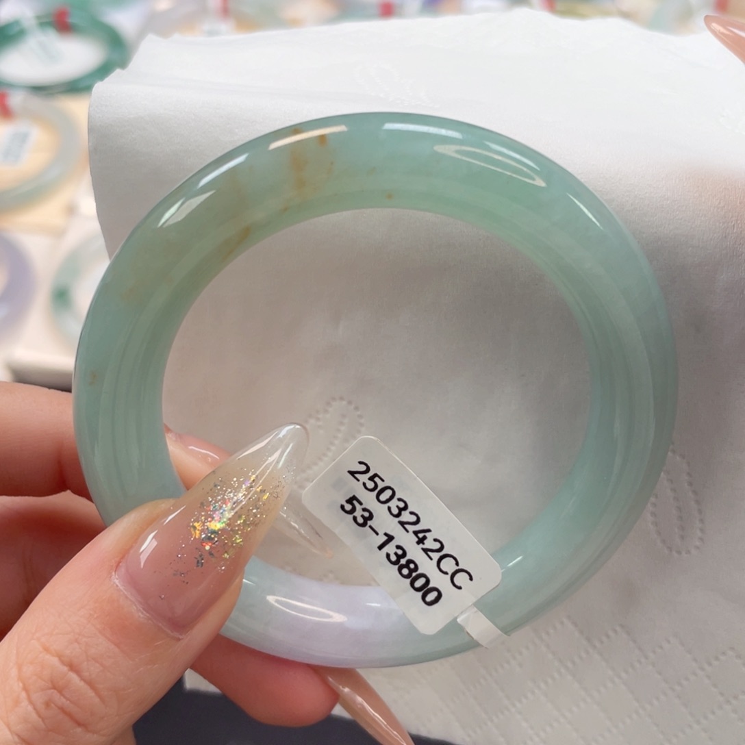 未镶嵌手镯翡翠53葡萄肉三彩特色镯12号