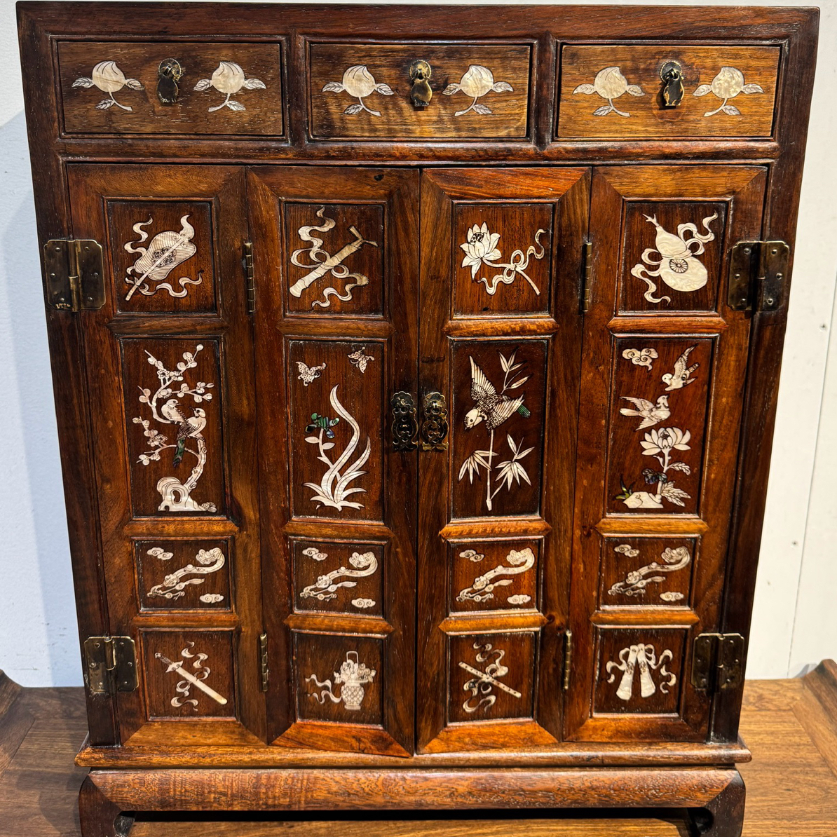 花梨木镶嵌螺钿茶水柜 收纳柜 复古装饰 包邮 