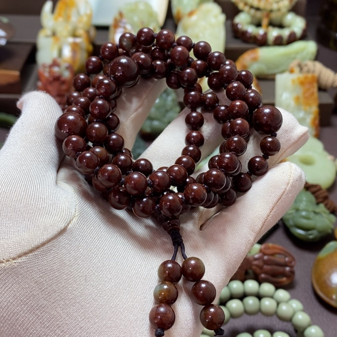 岫岩河磨玉（透闪石质玉）未镶嵌手链108粒8