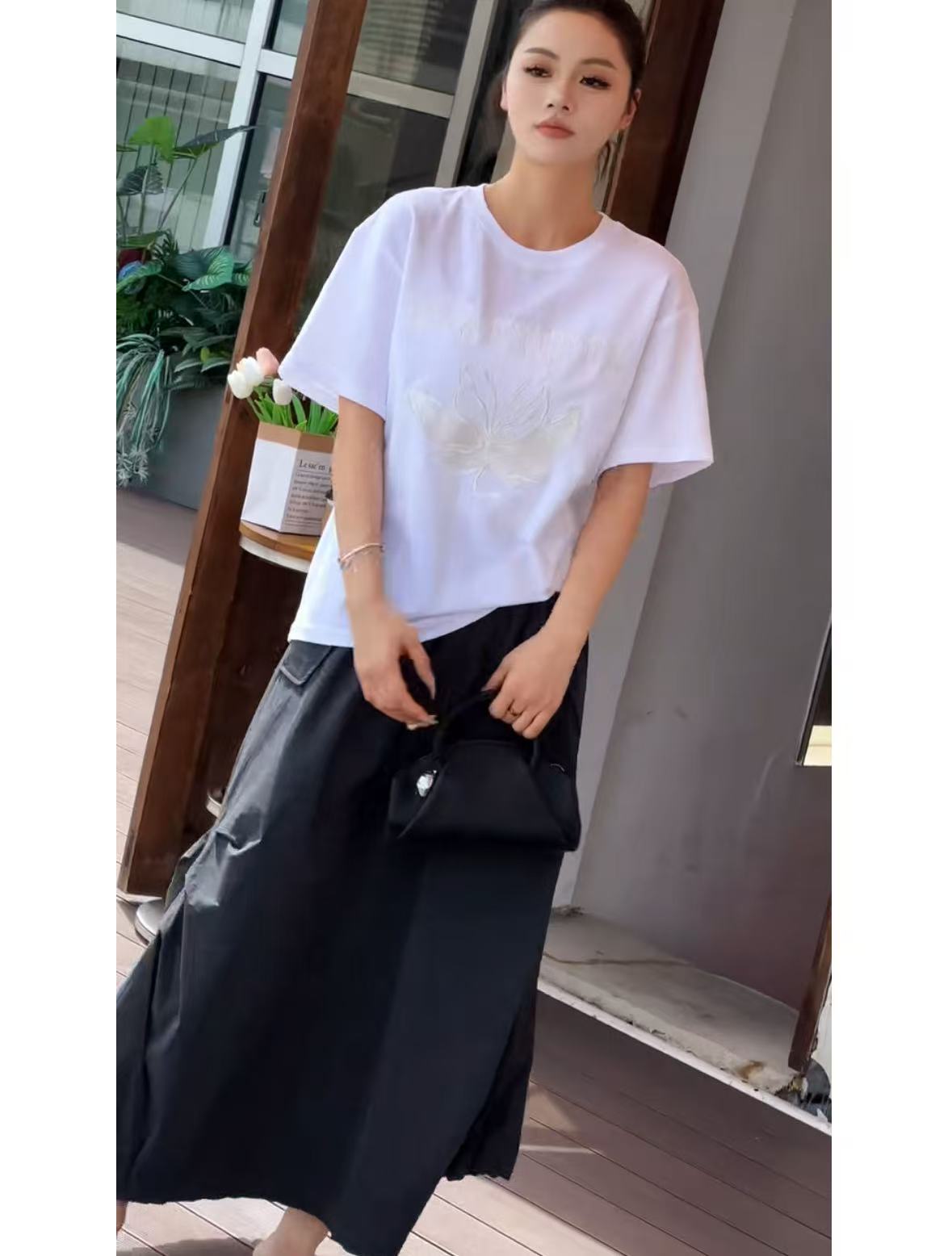 王姐专属-2025夏季新品高级感蝴蝶花宽松T恤【R-7395】