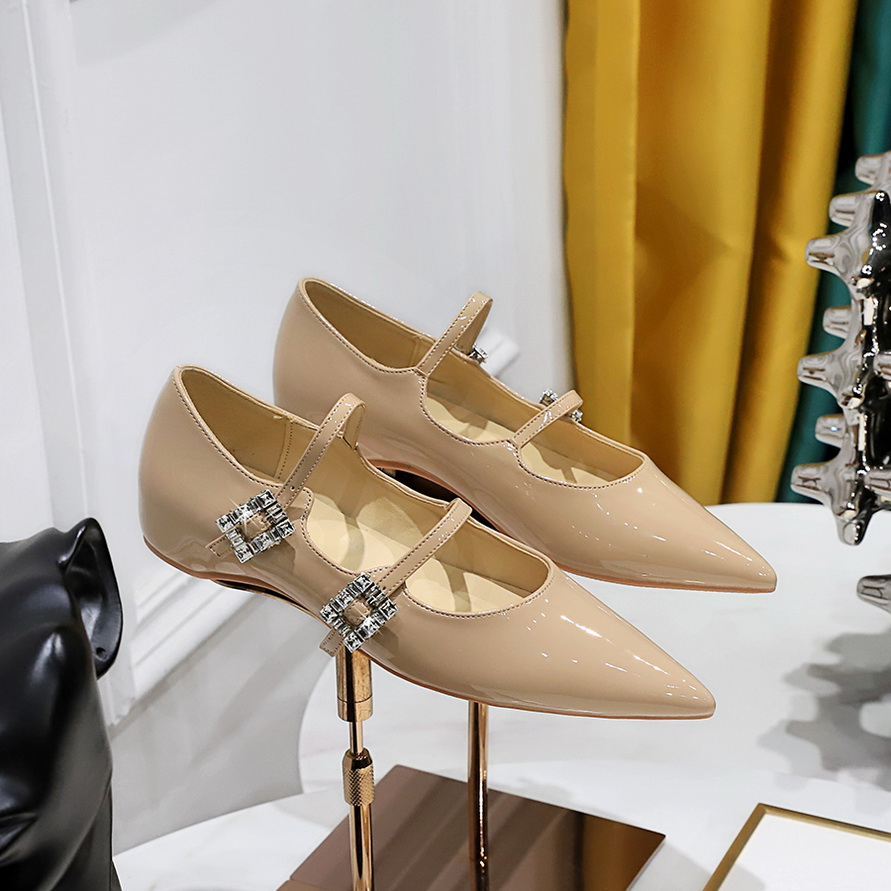 2025新款尖头浅口内增高气质水钻一字带网红仙女风女单鞋