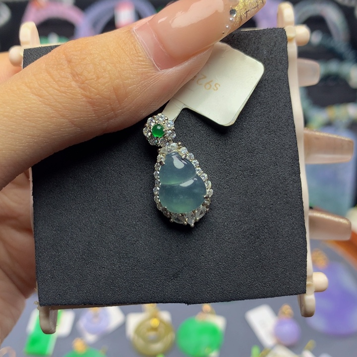 翡翠手链银S925镶嵌翡翠