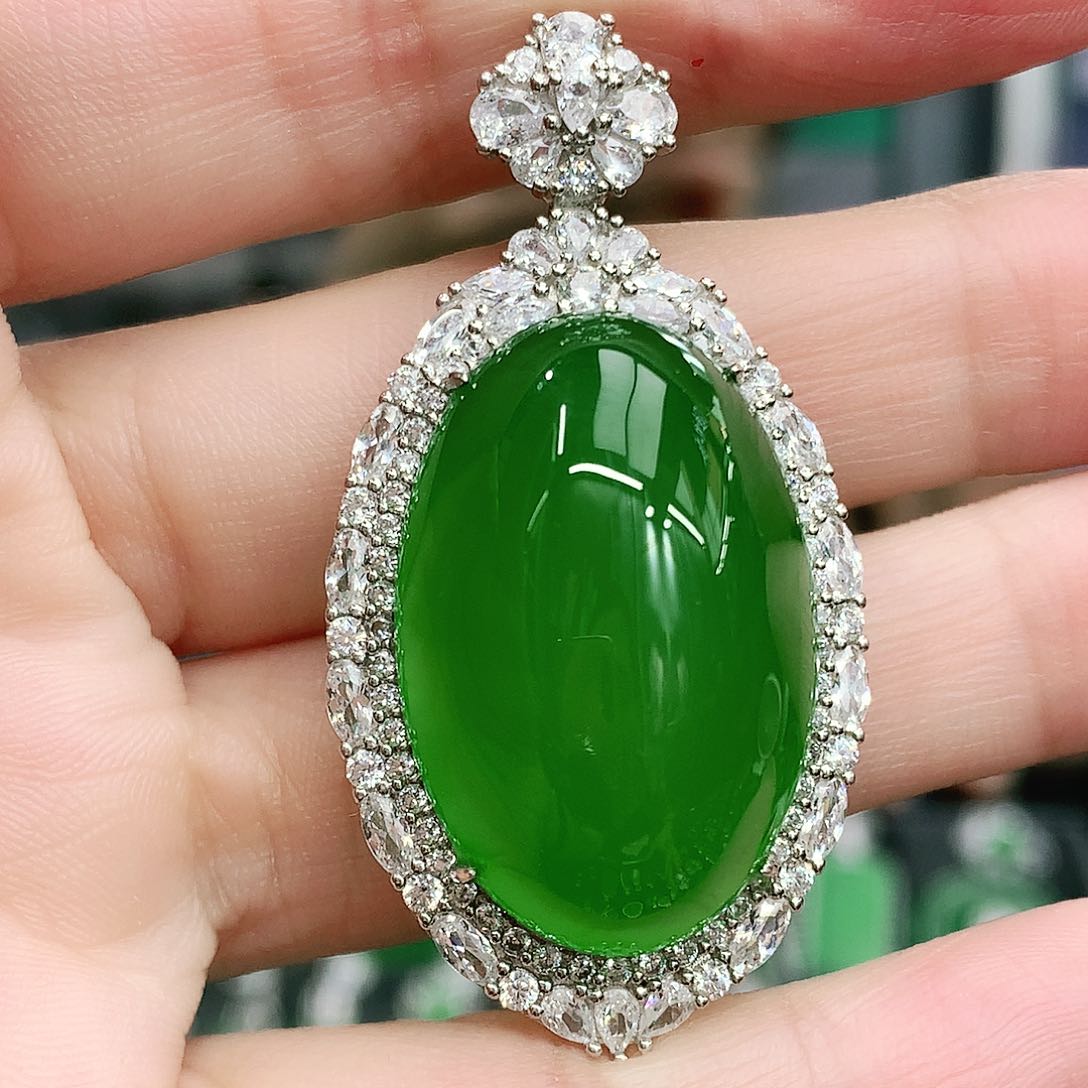 银S925镶嵌吊坠玛瑙/玉髓