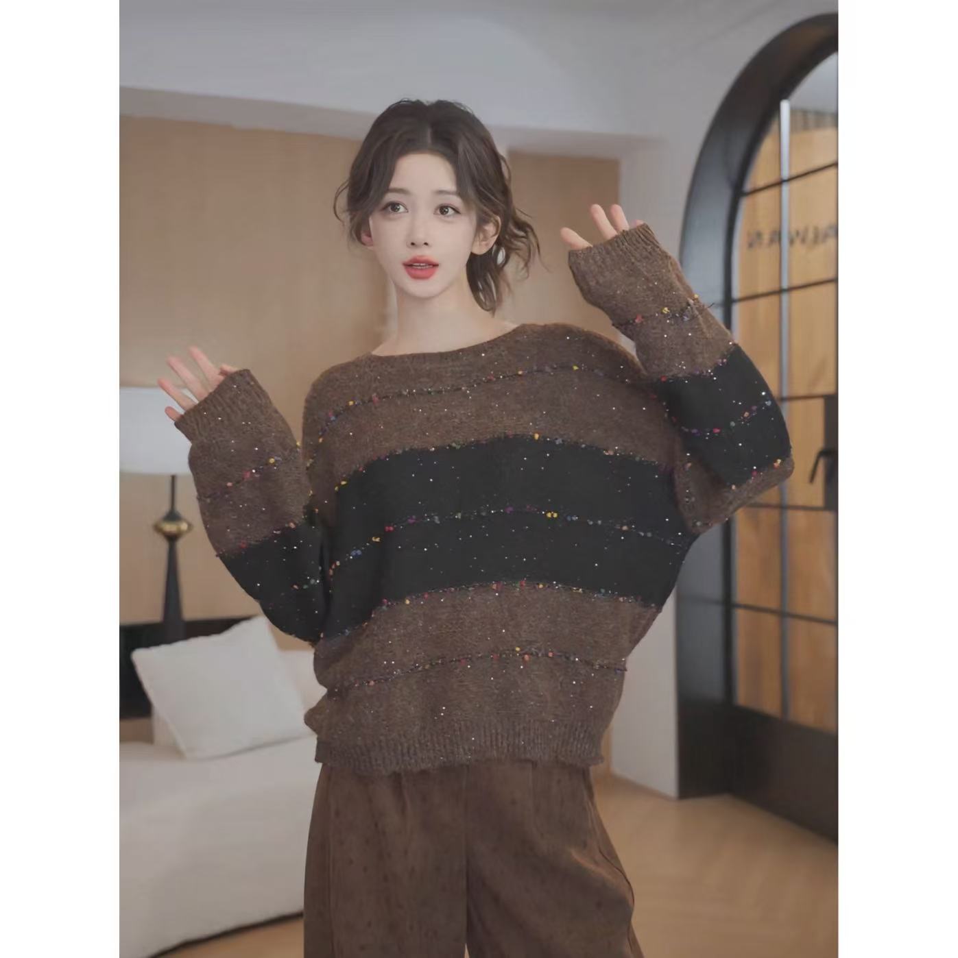 余紫绮【缤果】女时尚百搭撞色毛衣秋冬YA2588123