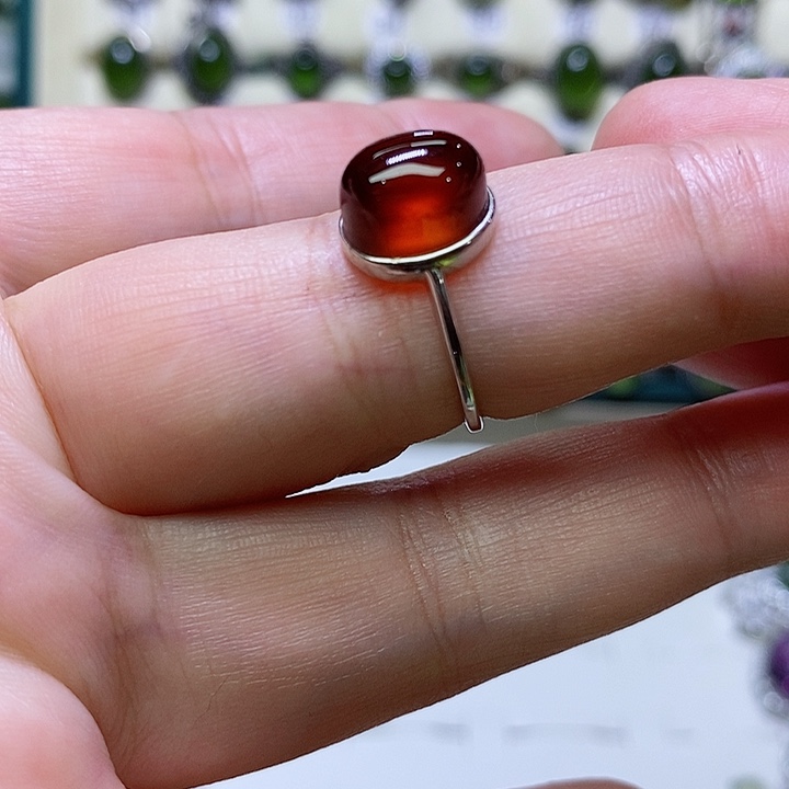 石榴石戒指银S925镶嵌