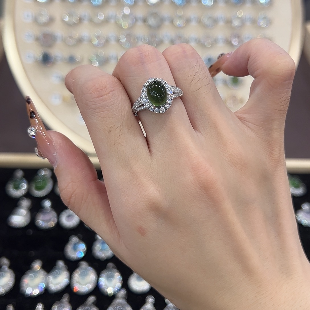 蛇纹石玉银S925镶嵌饰品