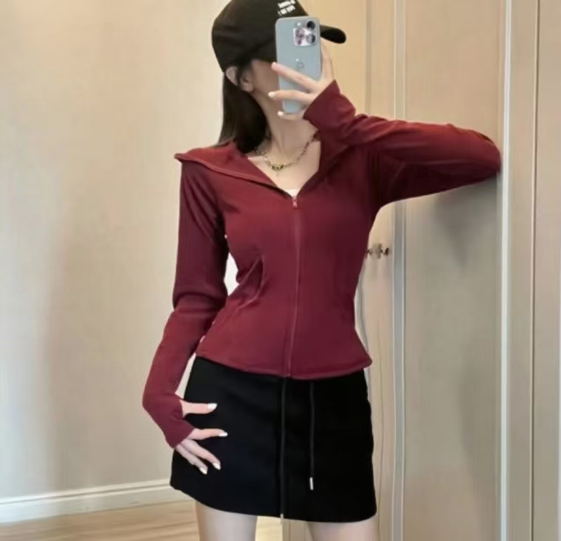 【高定LL同款】秋收腰运动卫衣连帽女休闲显瘦百搭早秋弹力长袖拉链