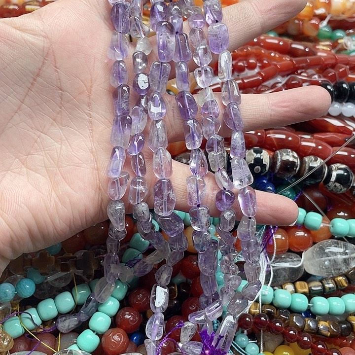 玛瑙/玉髓珠宝半成品未镶嵌3条紫水晶随行