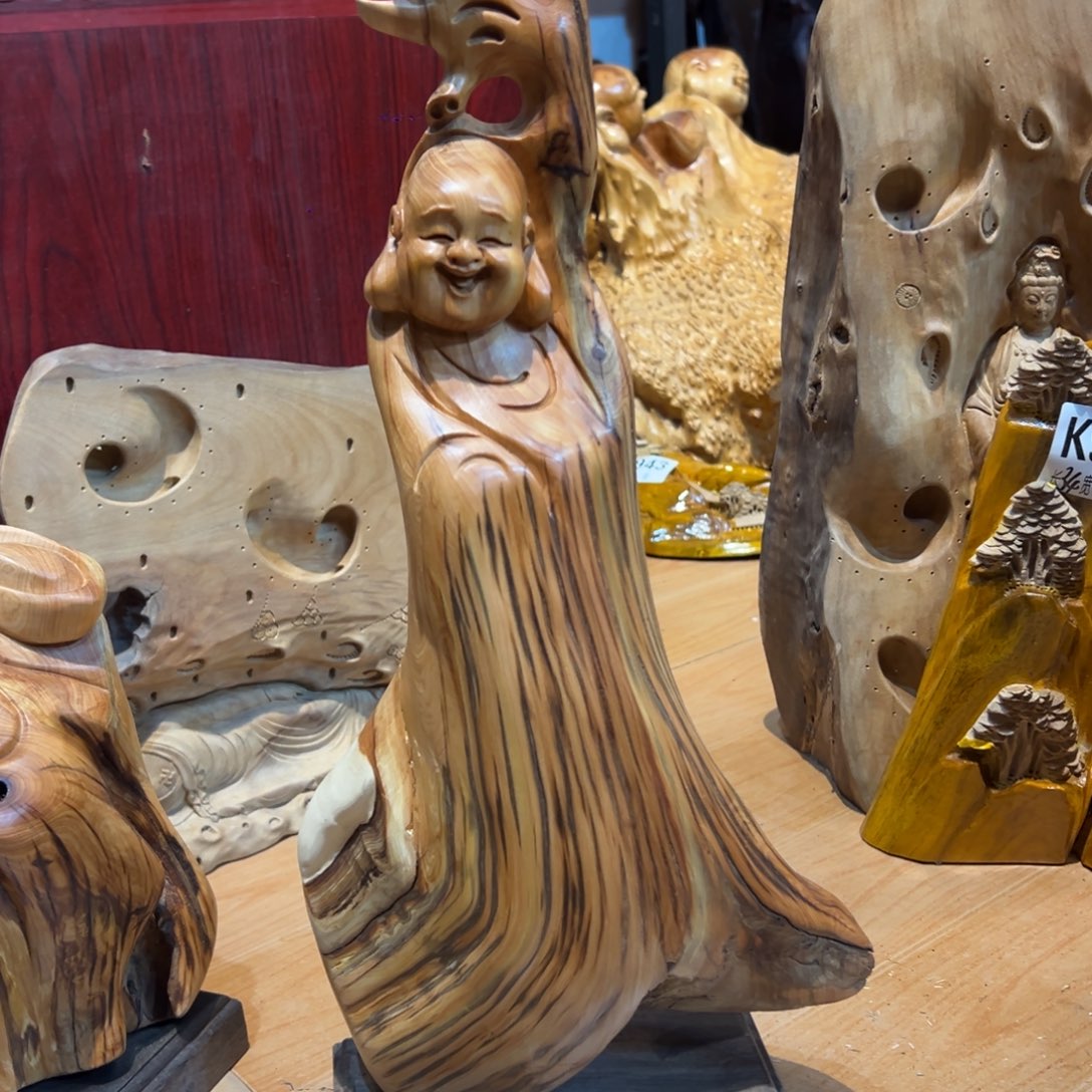 总***眠柏木（崖柏）弥勒佛居家摆件