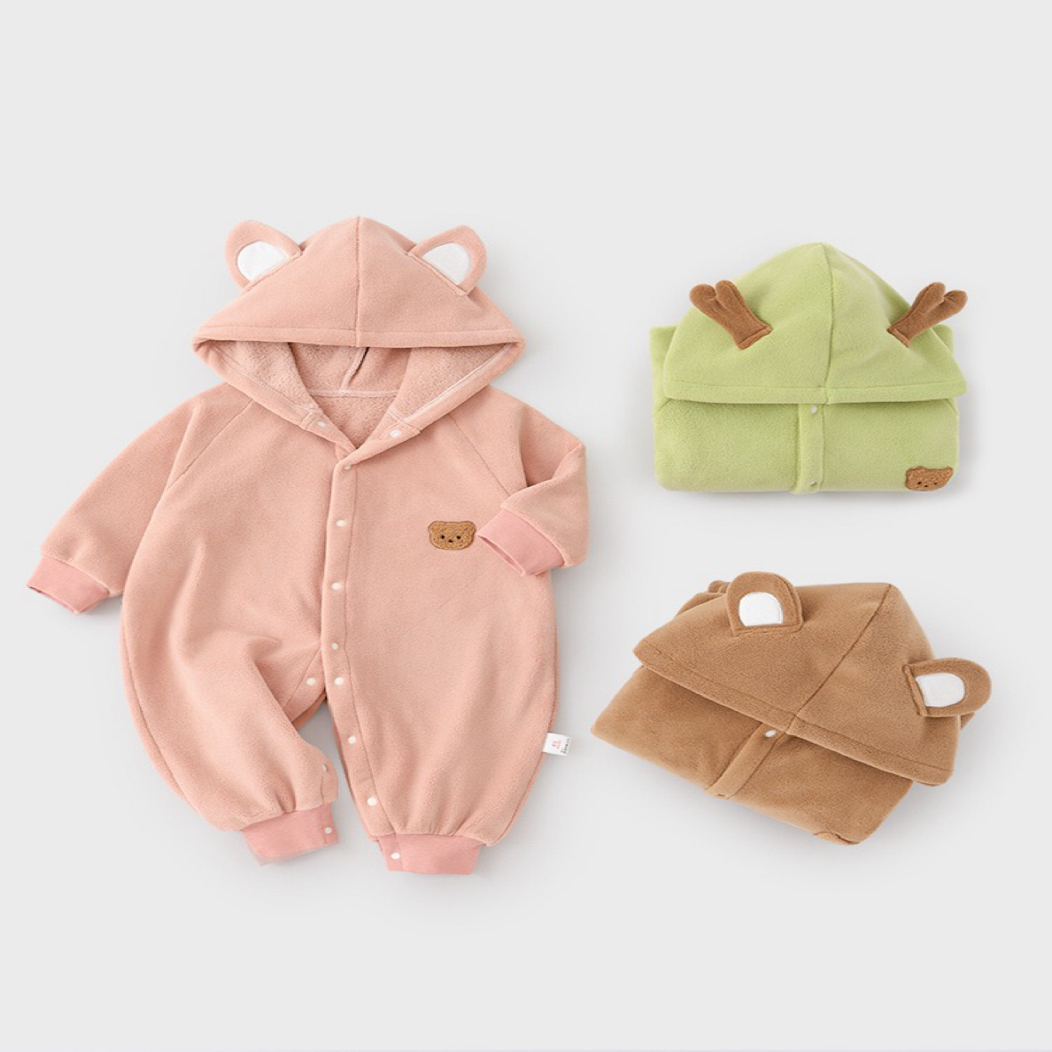 特价默认瑕疵冬季春秋粉色婴儿爬服加厚运动哈衣柔软春秋