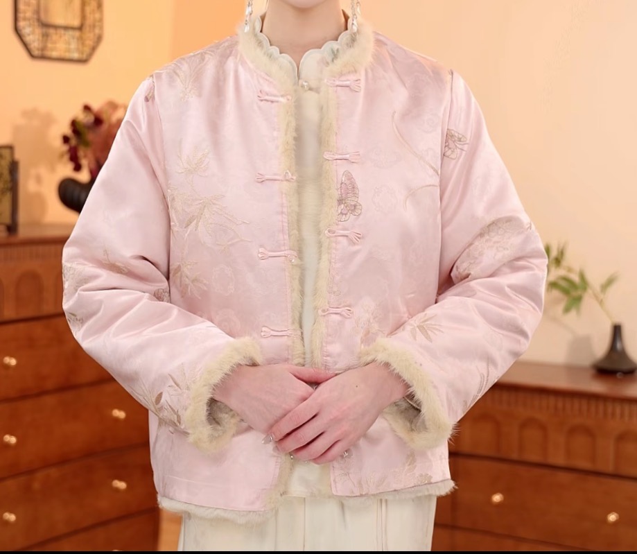 新中式国风立领百搭保暖皮草外套2025早秋新款外套--5574