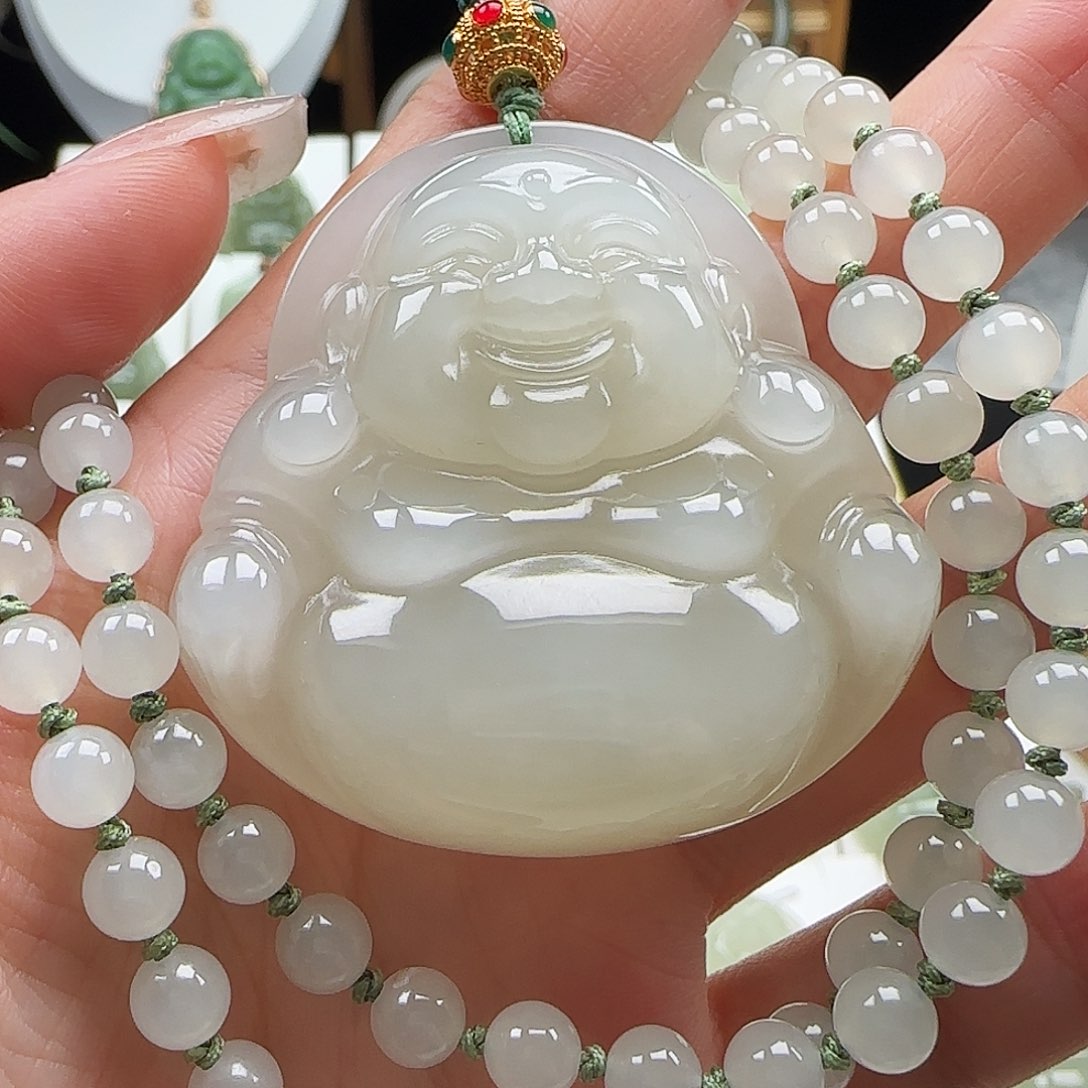 和田玉足金镶嵌颈饰50