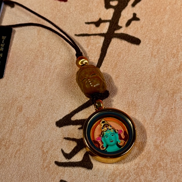 E1607S 绿度母唐卡挂件