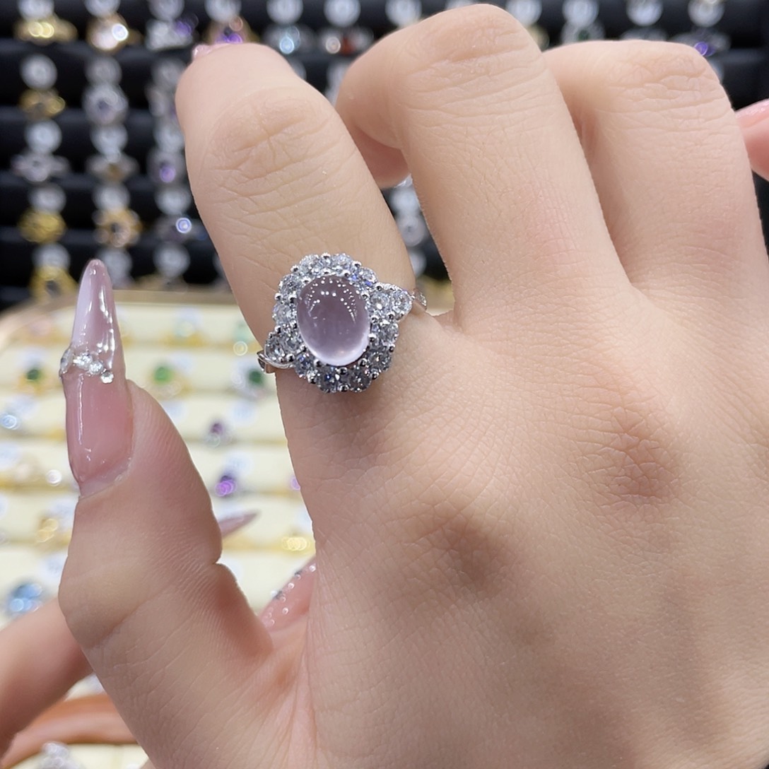 萤石戒指银S925镶嵌戒指