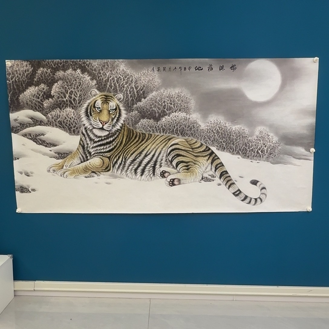 国画虎卧福地1800✖️1000工笔老虎
