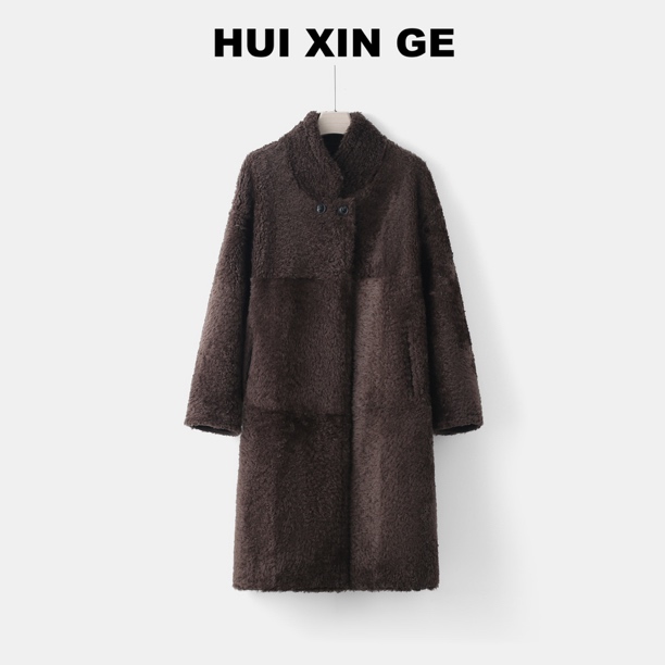 徽歆阁 长款2025冬款西班牙双面穿拉贡卷毛皮草皮毛一体奢华外套