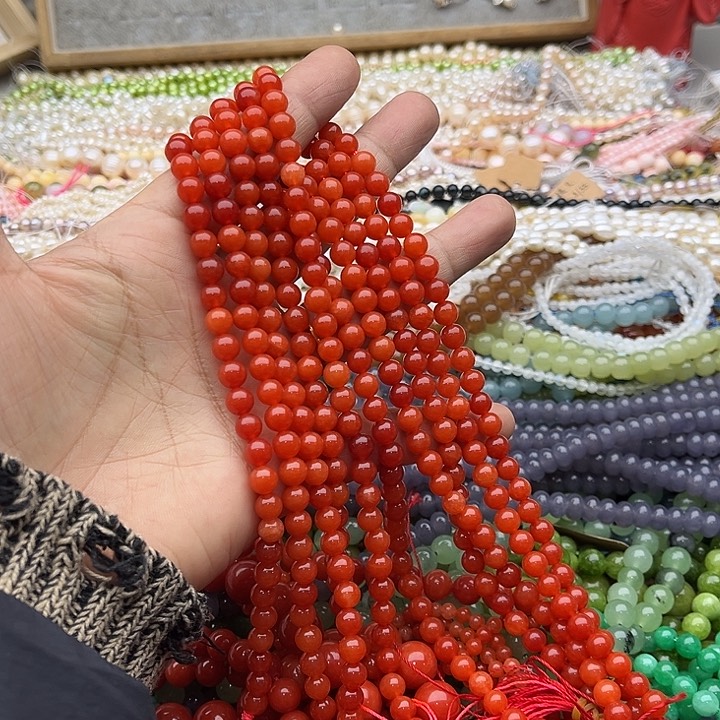 玛瑙/玉髓珠宝半成品未镶嵌一条6mm南红