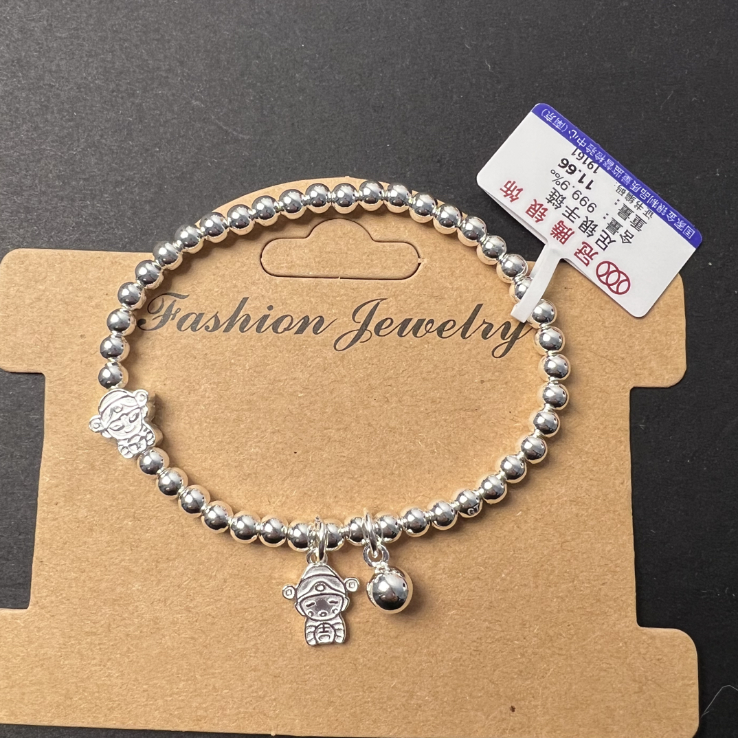 足银手链 足银9999财神手链足银手链气质