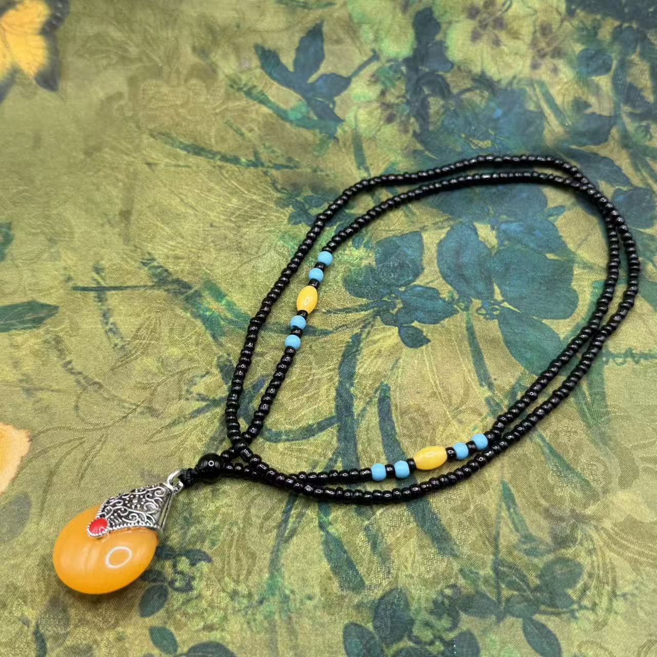 合金木质项链 S1515-时尚多圈复古吊坠（无礼盒）