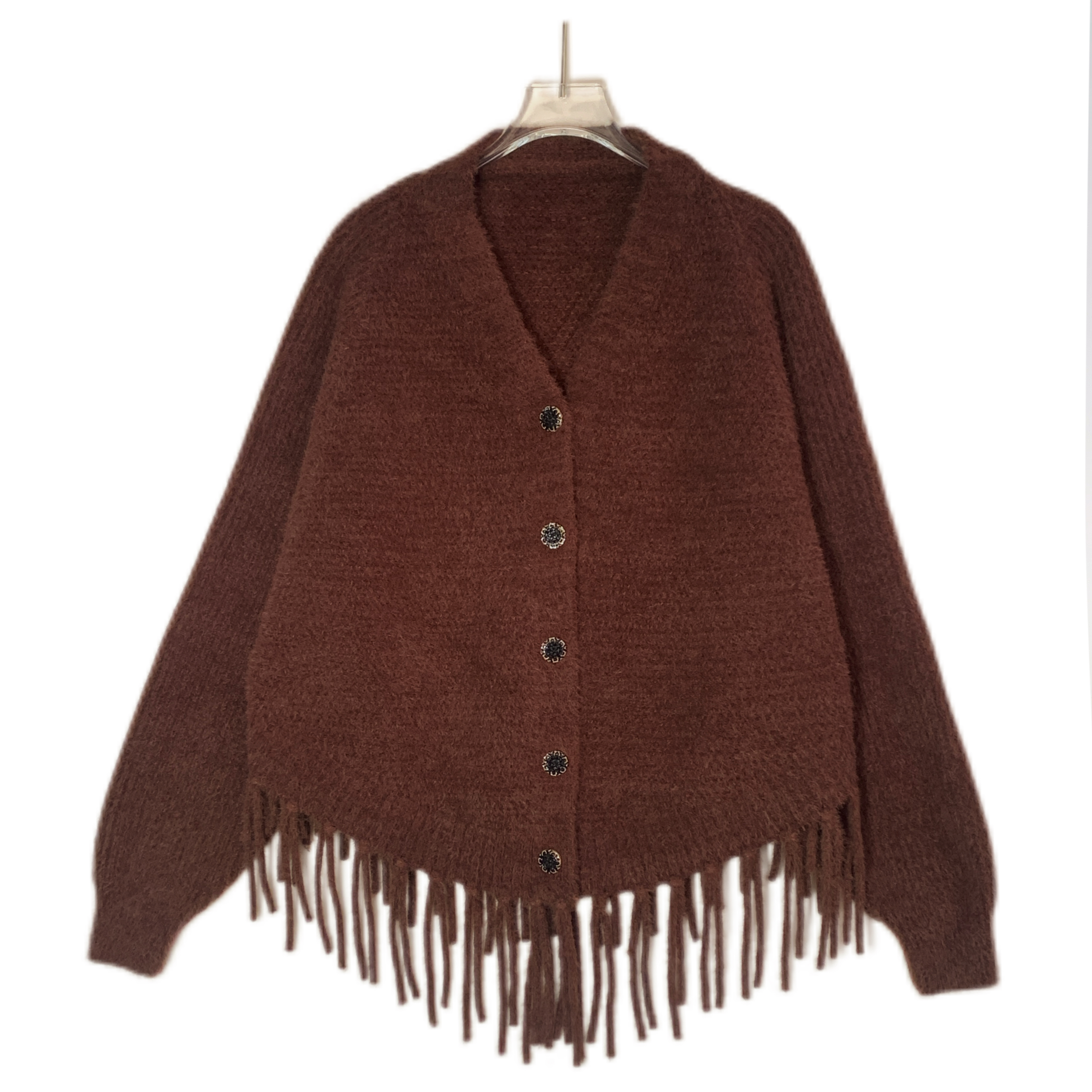 2025韩系流苏V领蝙蝠袖开衫针织LT055