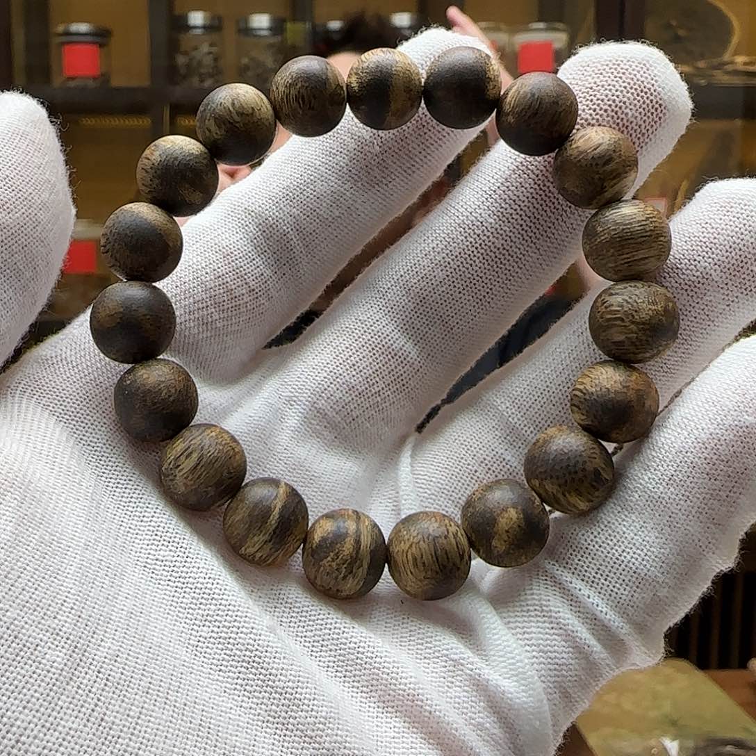 沉香手串国香棋楠念珠老白棋单圈1.0mm+9.7g