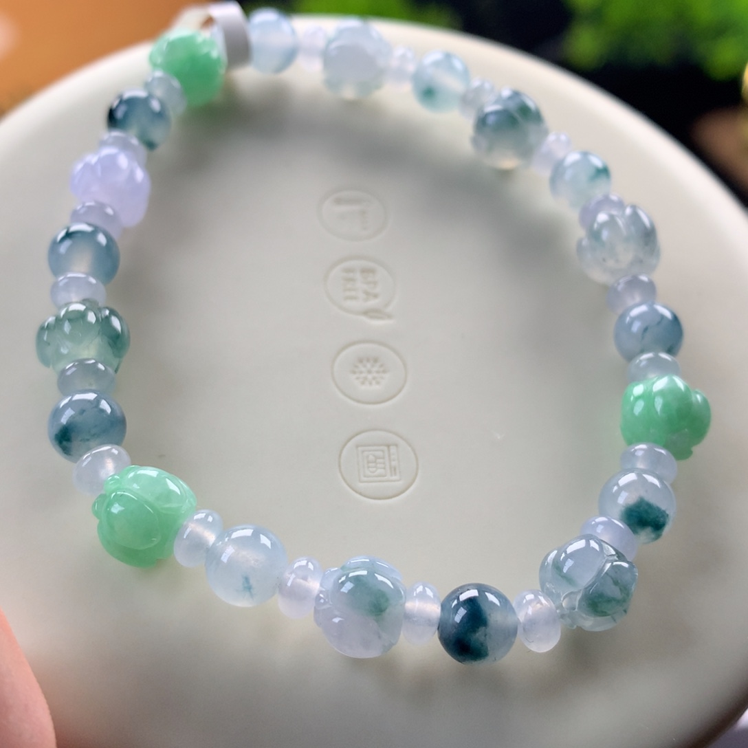 翡翠未镶嵌手链卡4.7～6～7.7