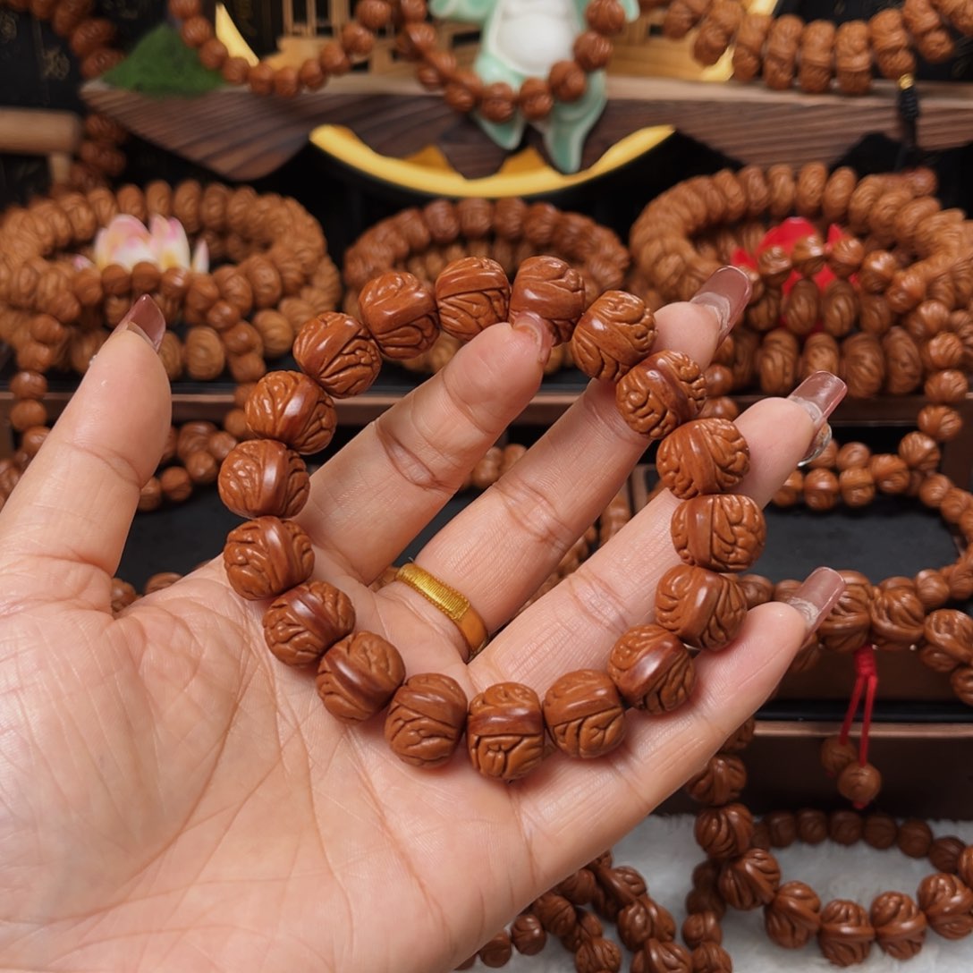 桃核手串15野生籽红皮荔枝