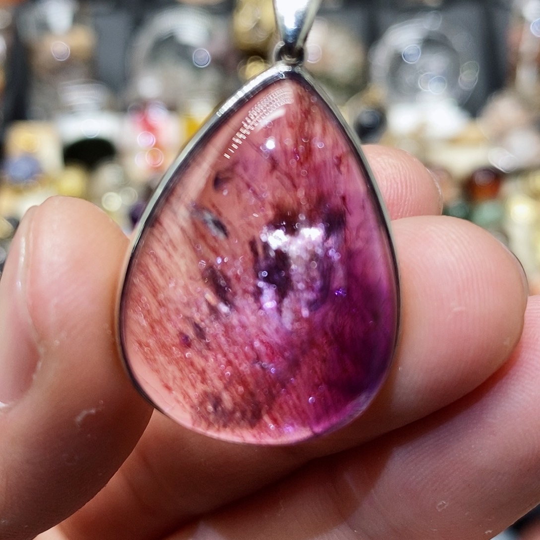 水晶颈饰银S925镶嵌天然精致水晶吊坠