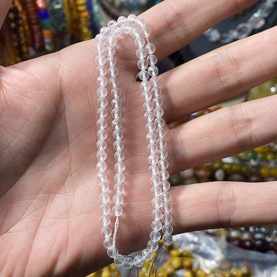 石英质玉未镶嵌，天然白水晶切面4mm，