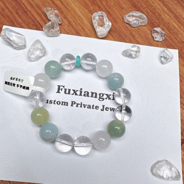 冰透海蓝宝海绿宝，小清新水晶手串，小众原创设计款