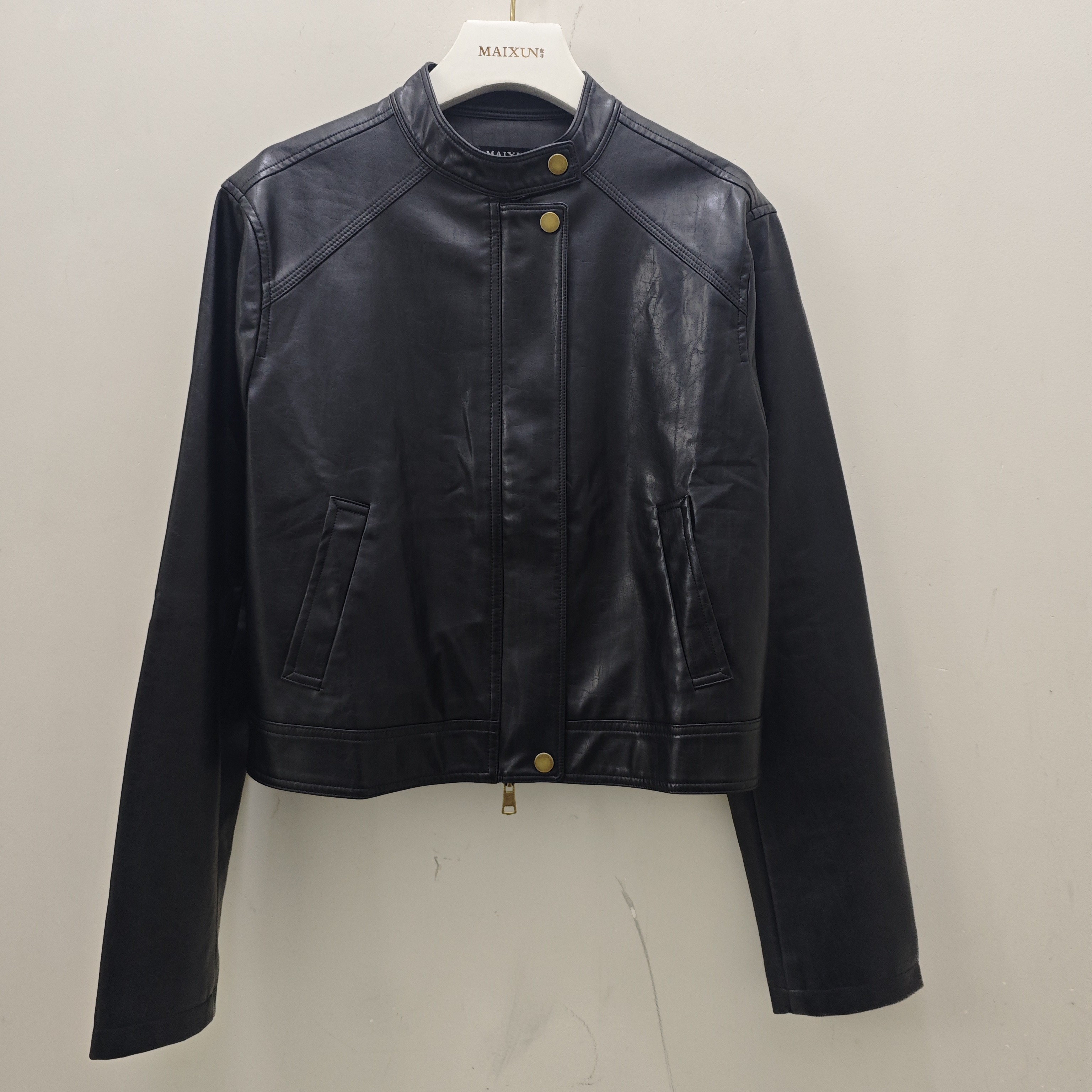 pyjhq009麦寻皮衣夹克外套女复古百搭小个子韩版简约机车服上衣潮