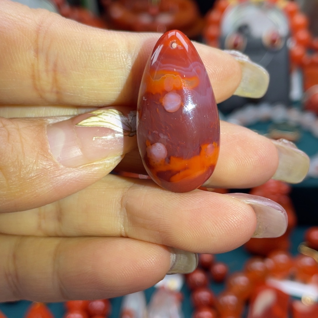 南红玛瑙未镶嵌开播福利川料南红紫罗兰水滴吊坠