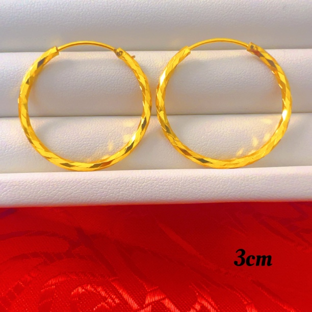 铜合金耳饰 EH005新款时尚休闲百搭轻奢金丝棱形耳环3cm