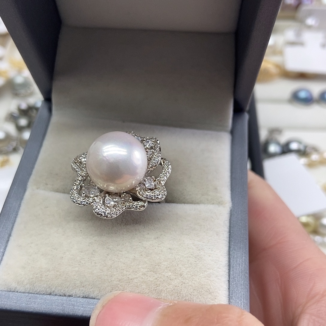 淡水珍珠银S925镶嵌戒指