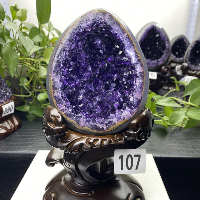 乌拉圭天然紫水晶恐龙蛋紫晶洞钱袋子家居办公室装饰好物