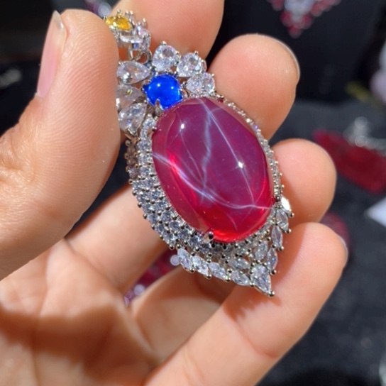 红宝石戒指银S925镶嵌