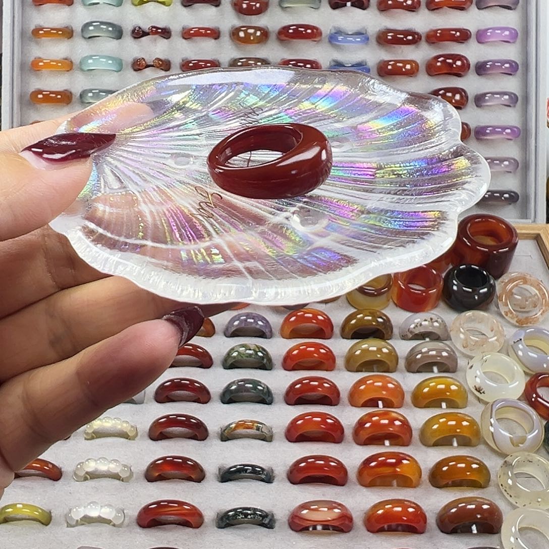 玛瑙/玉髓未镶嵌戒指A9不退换18港17