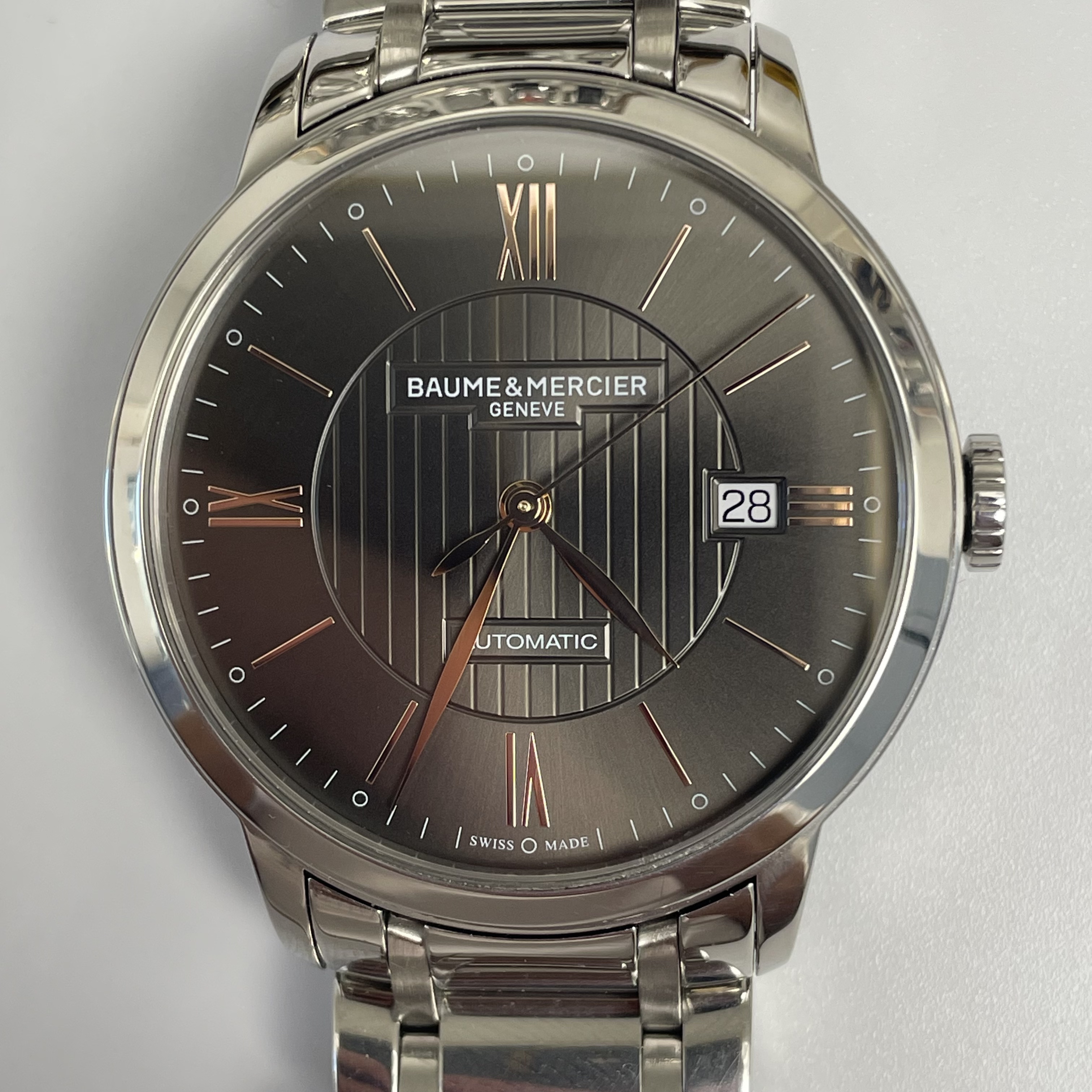 99新 Baume et Mercier/名士 克莱斯麦/自动机芯/棕盘/40mm/全套
