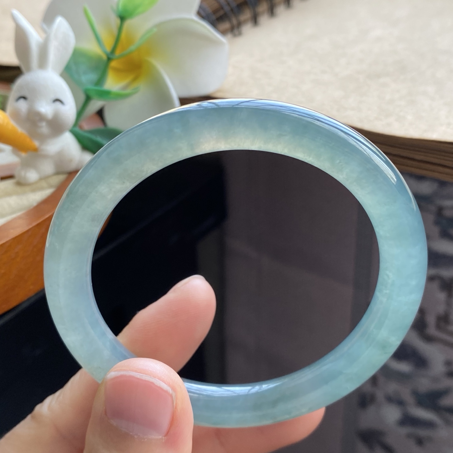 03.12批冰油青果冻圆条1755号54.5-8.4油青色！天然翡翠手镯