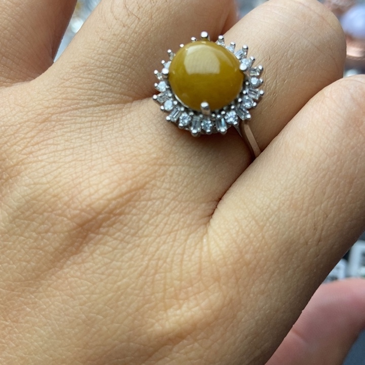 翡翠戒指银S925镶嵌戒指