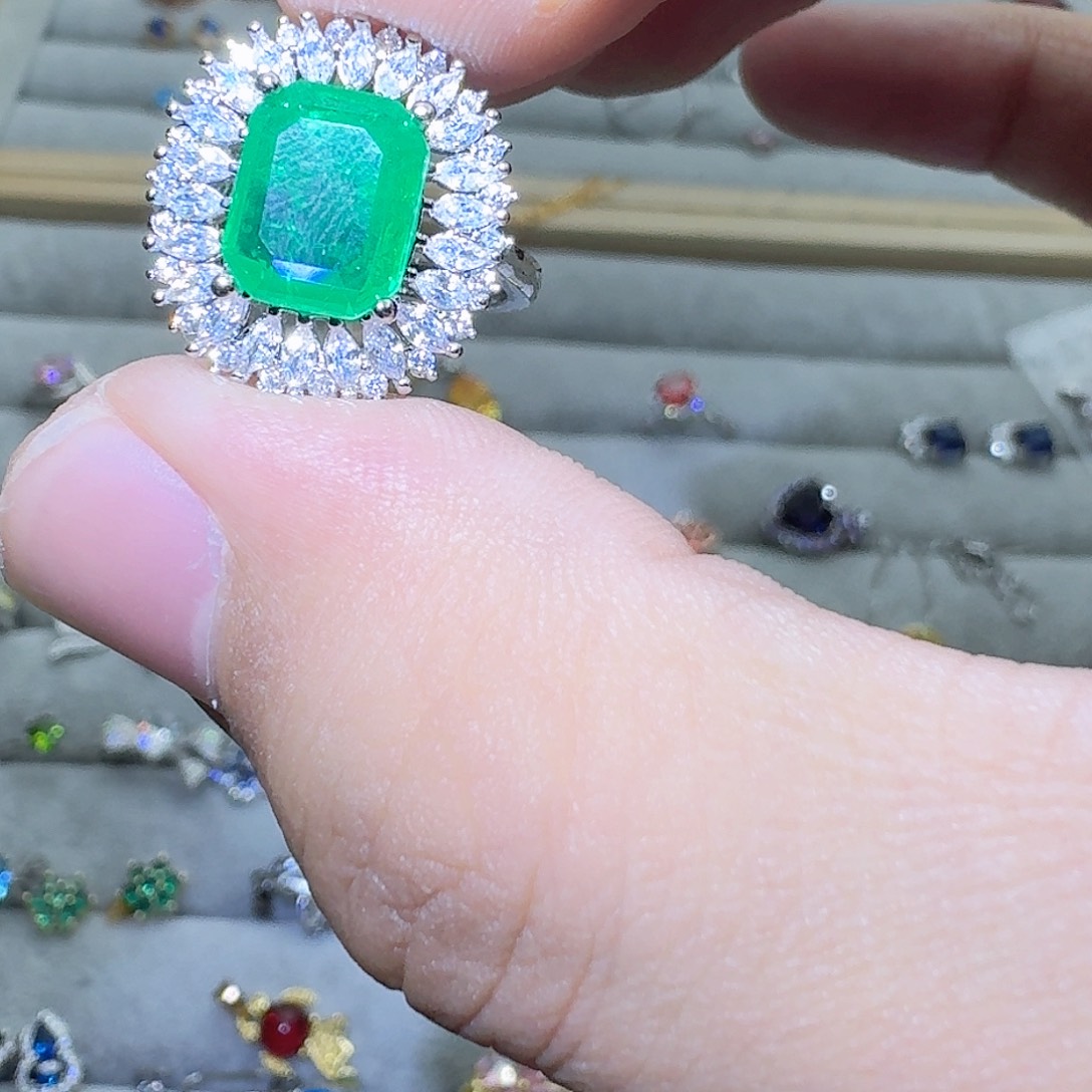 绿水晶戒指银S925镶嵌东****师